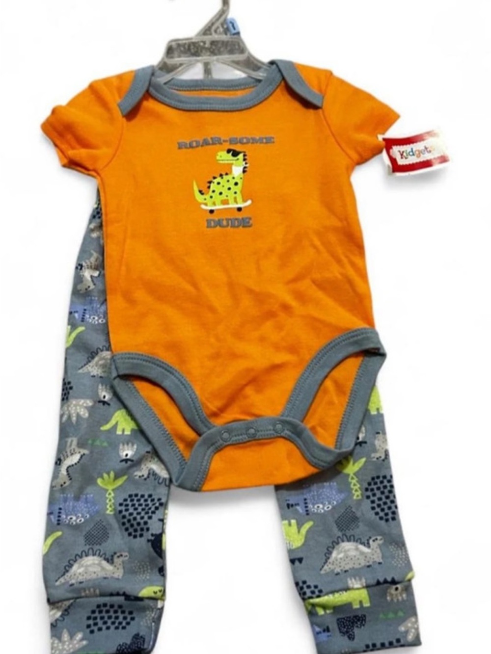 Kidgets Orange and Gray Dinosaur Matching Set